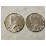 2 1964 BU Silver Kennedy Half Dollars