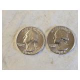 2 1964 BU Silver Washington Quarters