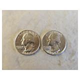 2 1964 BU Silver Washington Quarters