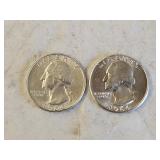2 1964 BU Silver Washington Quarters