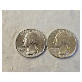 2 1964 BU Silver Washington Quarters