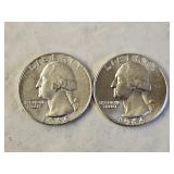 2 1964 BU Silver Washington Quarters