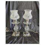 2 Vintage Glass Boudoir Electric Lamps