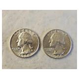 2 1964 BU Silver Washington Quarters