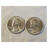 2 1964 BU Silver Washington Quarters
