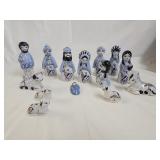 14pc Mexican Tonala Folk Art Pottery Nativity Set