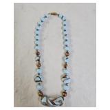 Vintage Blue Lampwork Art Glass Necklace