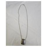 Square Silvertone Pendant Fashion Necklace