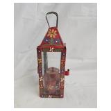 Anvintage Hand Painted Folk Art Tin Oil Lantern