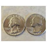 2 1964 BU Silver Washington Quarters