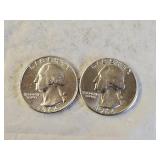 2 1964 BU Silver Washington Quarters