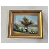 Miniature Mountain Landscape Oil on Board