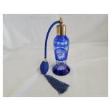 Bohemian Cobalt Blue Cut To Clear Perfume Atomizer