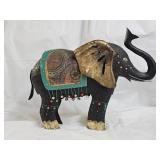 Hand-Painted Metal Folk Art Elephant Sculpture