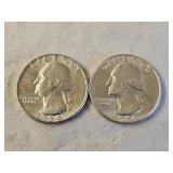 2 1964 BU Silver Washington Quarters