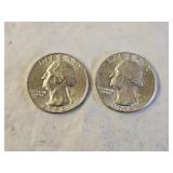 2 1964 BU Silver Washington Quarters