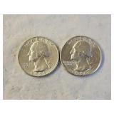 2 1964 BU Silver Washington Quarters