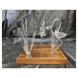 Lillie Expressions in Glass Art Signed Flamingos