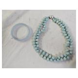 Vtg Japan Faux Stone Necklace, Acrylic Bracelet
