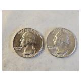 2 1964 BU Silver Washington Quarters