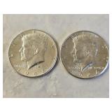 2 1964 BU Silver Kennedy Half Dollars