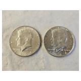 2 1964 BU Silver Kennedy Half Dollars