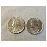 2 1964 BU Silver Washington Quarters