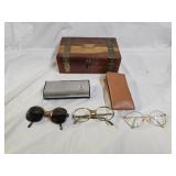 Vintage Pilliod Cedar Dresser Box, Glasses & Cases