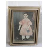 Mary Jane Smith Folk Art Girl with Cat Print