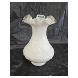 Fenton Silver Crest Spanish Lace Milk Glass Vase