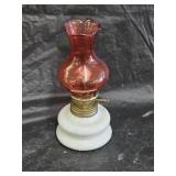 Vintage 'Saloon' Milk Glass Miniature Oil Lamp