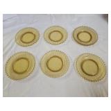6 Vintage Amber Imperial Candlewick 6' Plates