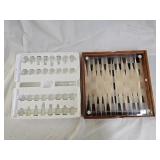 Glass Top Wooden Backgammon and Chess Set