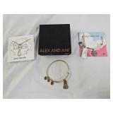 2 Alex And Ani Charm Bangle Bracelets, SS Necklace