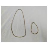 14K Gold Overlay Necklace and Bracelet