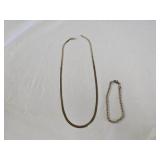 14K Gold Overlay Necklace, Gold Tone Bracelet