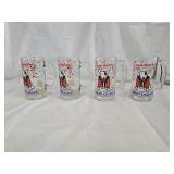 4 1987 Bud Light Spud McKenzie Beer Mugs