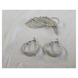 Rhinestone Brooch and Earrings