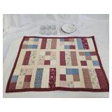 Vintage Enamelware, Salt Dips, Quilted Mat