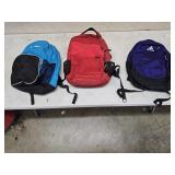 Adidas, Nike and Swissgear Backpacks