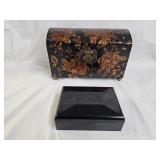 Decorative Lacquer Box & Black Dresser Box