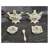 Porcelain Hand Painted Baskets and Trinket Dishes