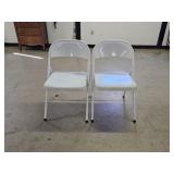 2 White Metal Folding Chairs