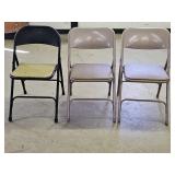 3 Metal Padded Folding Chairs