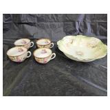 RS Prussia Serving Bowl, Hand Painted Cups