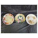 3 Vintage Hand Painted Plates