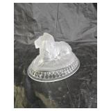 Atterbury 1889 Frosted Lion Candy Dish Lid