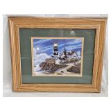 Lighthouse in Moonlight Nautical Print