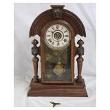 Antique Victorian Walnut Mantel Clock