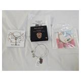2 Alex And Ani Charm Bangle Bracelets, SS Necklace